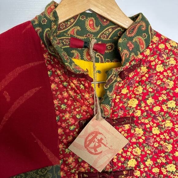 Floral Japanese Boho patchwork Cotton Coat Jacket ONE SIZE small medium large - Picture 5 of 8